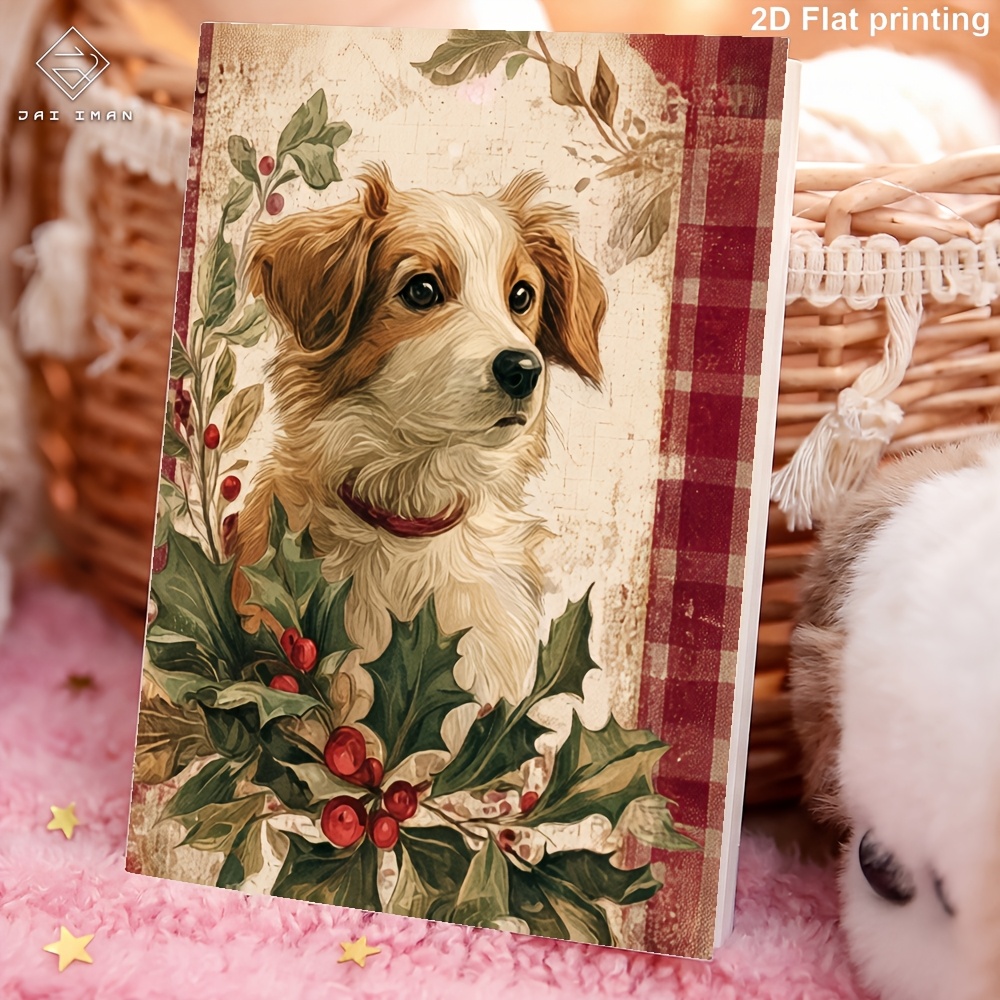 TEMU Jai Iman 96 Pages (non-repeating Patterns) A5 Size 2d Flat Vintage Pages With Littel Puppy Style Colorful Pet Journal Notebook For Social