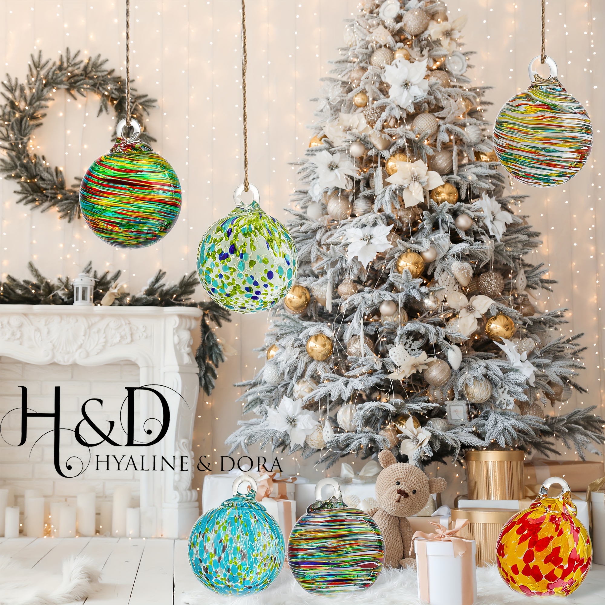 

H&d & Set 6 Hand Blown Glass Hanging Christmas Ball Ornaments Glass Gazing Balls Blown Balls Glass Decorative Hanging Ornaments For Friendship Garden Patio Decor For Women