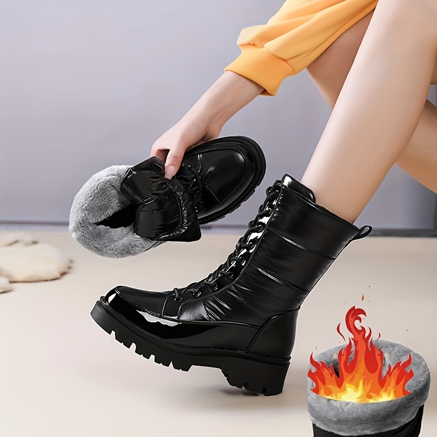 Image of Mid-calf Women's Snow Boots With Anti-slip, Thickened And Warm For Outdoor Sports