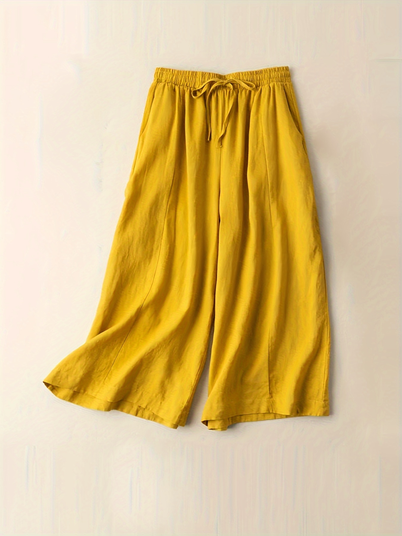 Wide Leg Drawstring Capris Pants Casual Crop Pants Spring - Temu