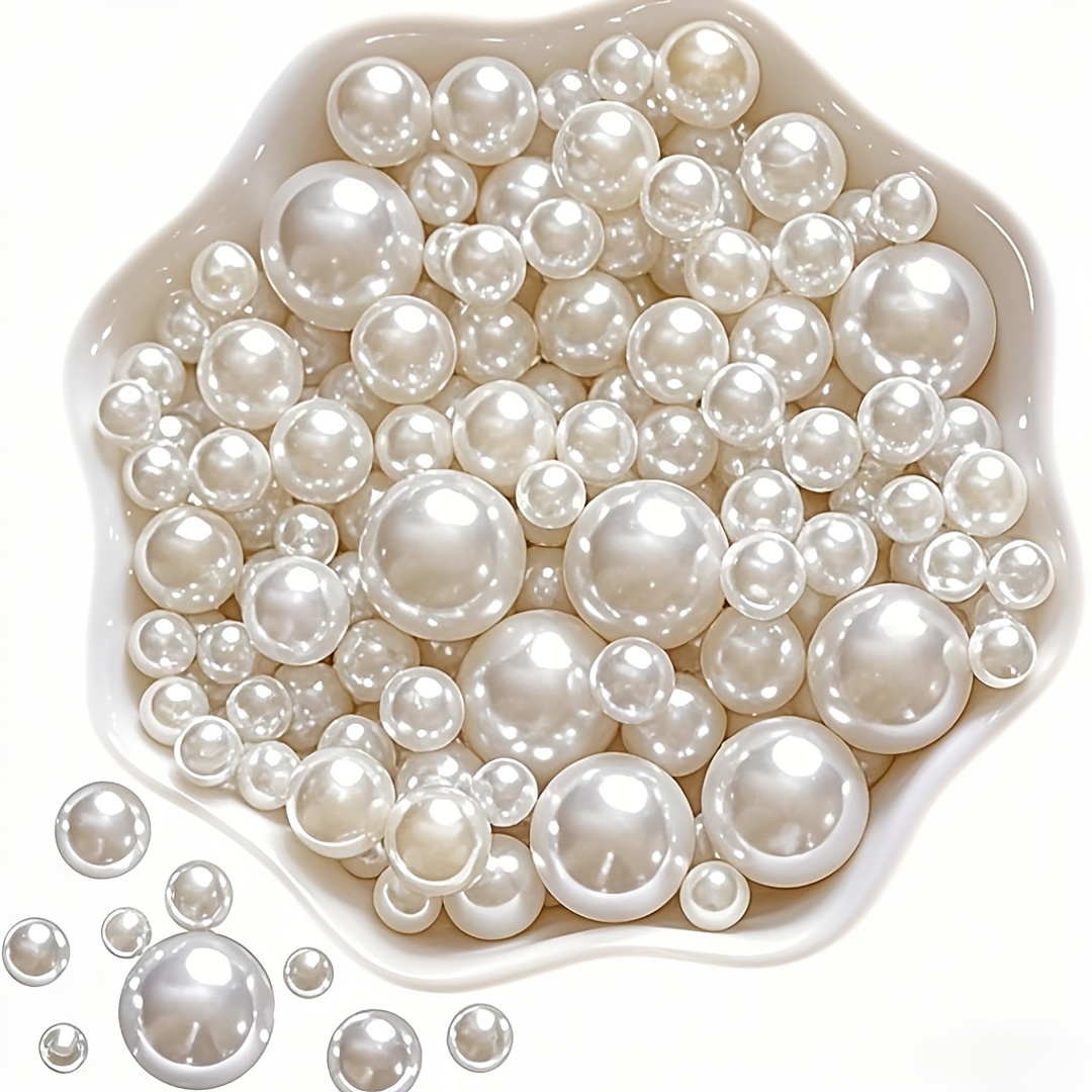TEMU 605 cuentas de perlas de tamaños , elegantes perlas brillantes, rellenos de jarrones, adornos de mesa, de mesa de velas, decoración floral,