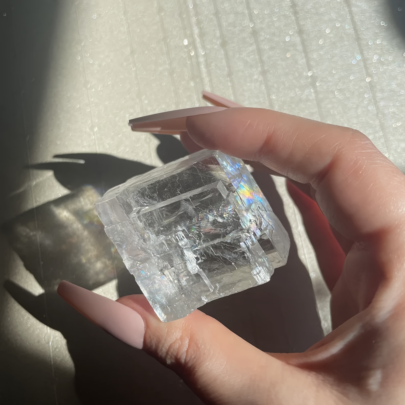 Optical Calcite Cube Natural Crystal Rough Stone, Gift Idea