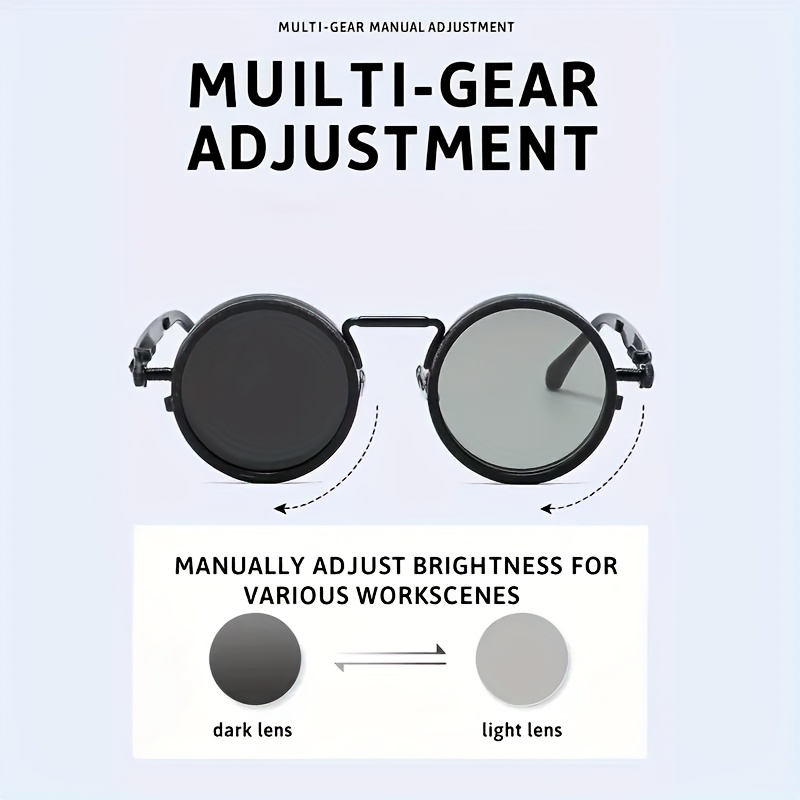 1 pair of brightness adjustable   1 9   frame gradient polarized nd   round metal frame   style bohemian retro rotating design wide version 139mm or more unisex mens teenagers womens masquerade   Product details 4