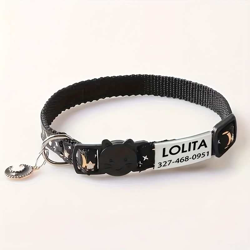 TEMU Custom Cat Collar With Personalized Name & Phone Number - Adjustable Safety Strap & Bell, Custom Id Tag & Collar - Durable Polyester Pet Collar