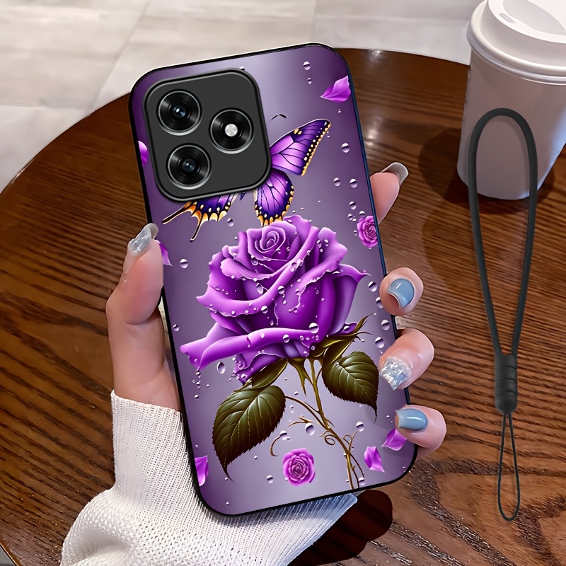 TEMU Coque de téléphone - 2D Plate, Ensemble 2 pièces : 1 coque de téléphone et 1 dragonne, Coque de téléphone motif art , Convient pour Honor X5C |