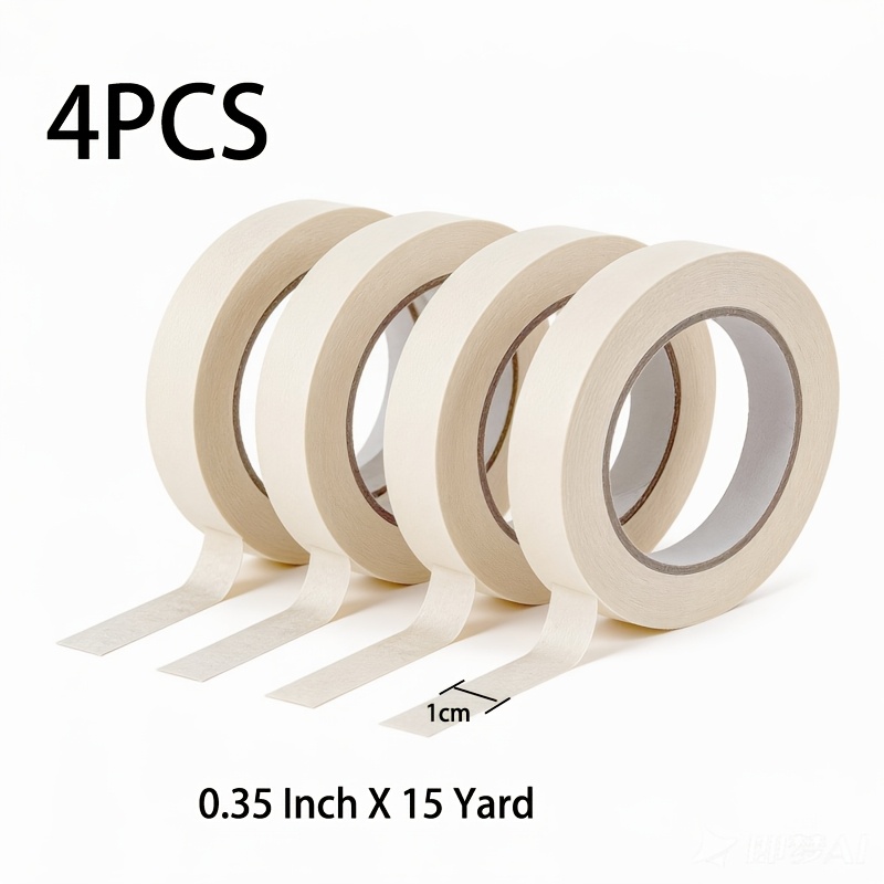TEMU 2/4rolls White Masking Tape, Purpose Beige White Painters Tape For Home, Office, School /stationery, Diy Arts, Crafts, Labeling-(0.35 Inch X 15