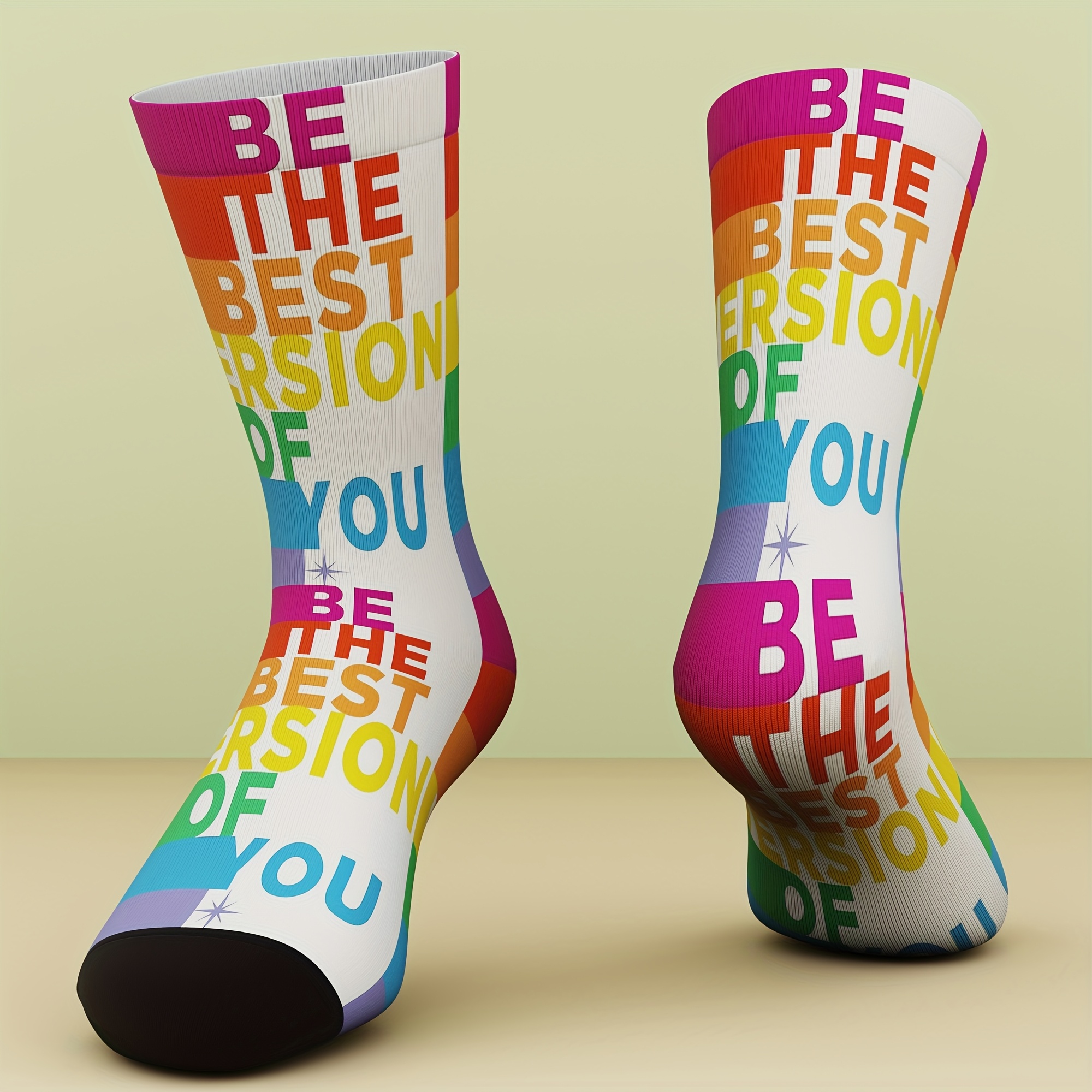 TEMU 1 Pair Of Unisex Socks, Fun Patterns, Comfortable And Breathable, Suitable For Outdoor Sports, , Machine Washable, 3d Digital Printing