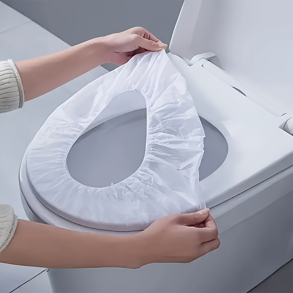 TEMU 50pcs Disposable Toilet Seat Cover With Strap - Nylon Material, Portable Hygiene, Suitable For Travel And Hotel