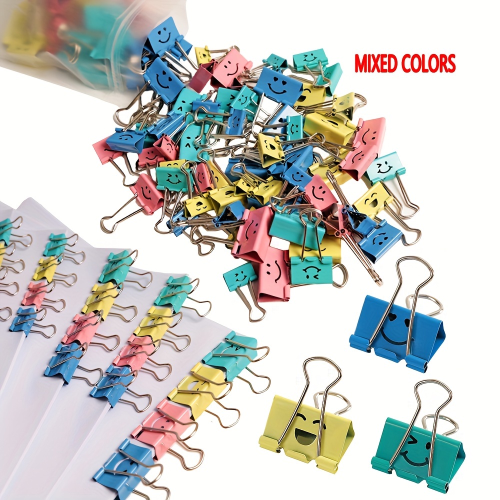 

12-pack Colorful Binder Clips - Durable Iron Metal Clips For Office Organization, Teacher Gifts, And Kitchen Supplies