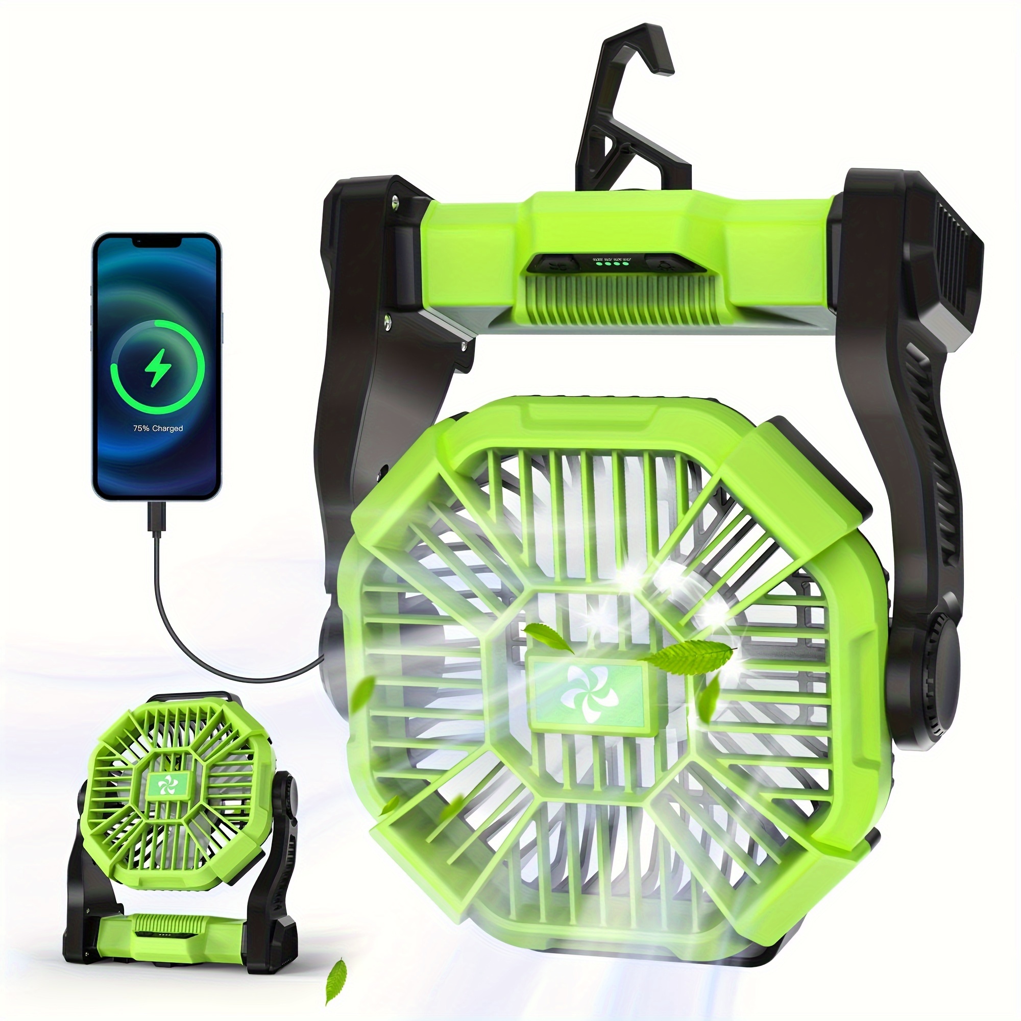 

Camping Fan Battery Powered Fan With Led Lantern, 10400mah Portable Camping Fan For Tents, Timer & Rechargeable Fan Battery For Bbq Or Travel Operated Fan, Usb Desk Fan Beach Fan With Hook