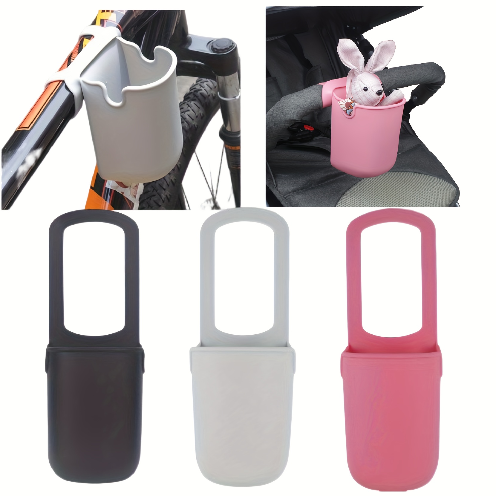 

1pc Bike Bottle Holder, Stroller Cup Holder, Silicone Bike Water Bottle Holder, Outdoor Portable Cup Holder, For Wheelchair, Stroller, Scooter, Bicycles