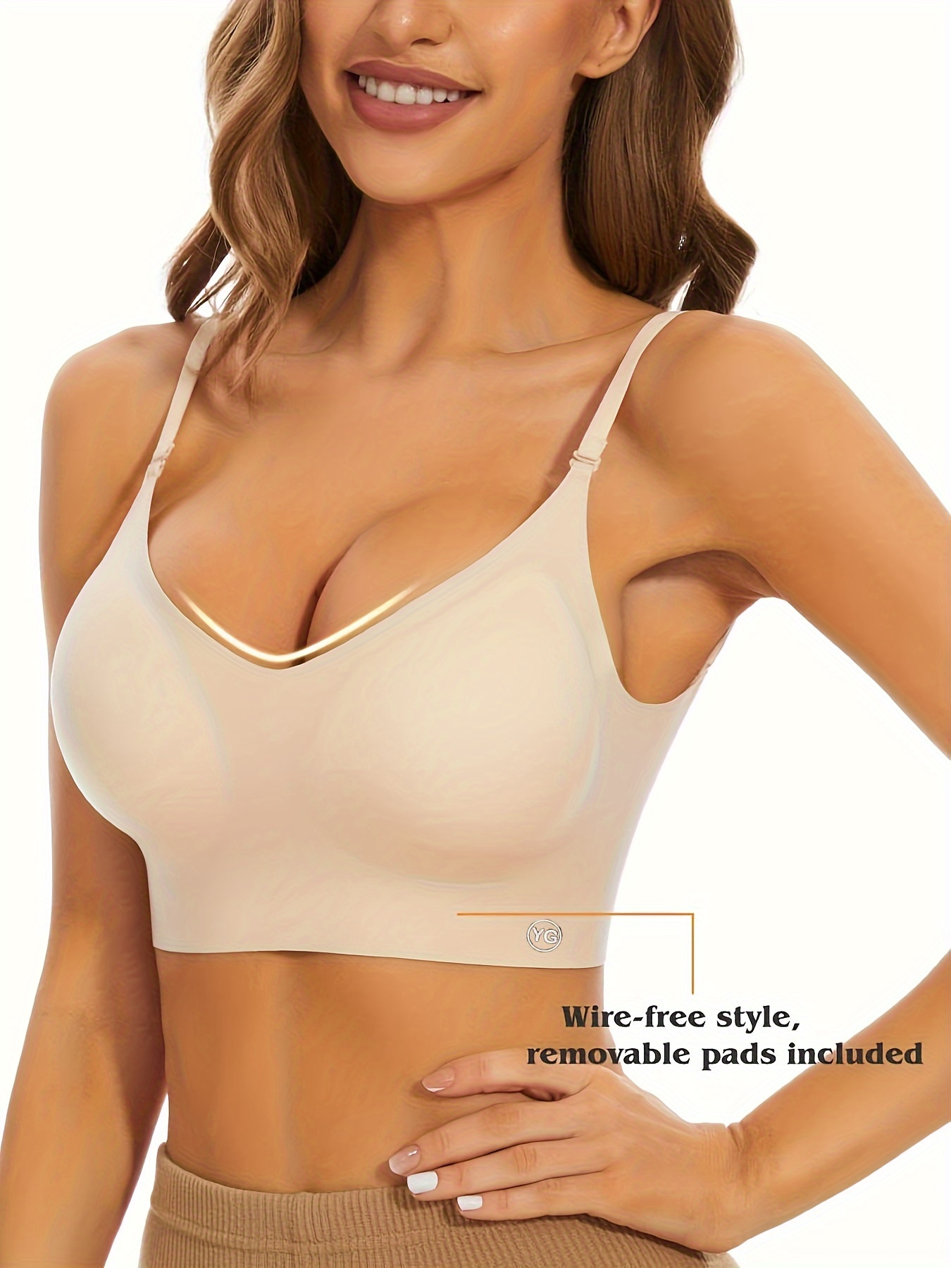 Seamless Backless T-Shirt Bra for Women - Sexy, Wireless with Removable Pads, Nylon & Elastane Blend, Hand Washable