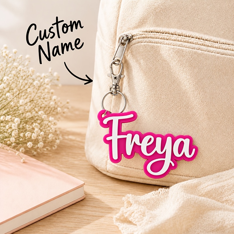 TEMU Piatto 2D, [Personalizzato] 1 pz Portachiavi con e Testo Personalizzato, Targhetta con a Forma di Cuore a in Acrilico con Scritta, Moschettone a