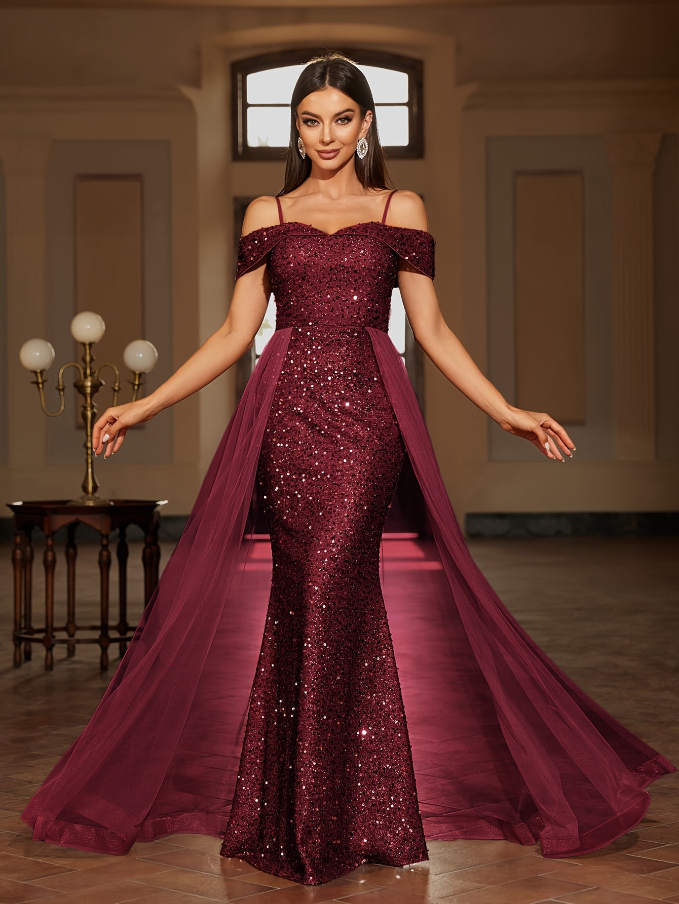 Off-the-Shoulder Mesh Tulle Skirt, Elegant and Stylish Dress, Women's Long  Gown, Party Dress, 2025 New Arrival, Evening Gown for Hosts, Bridesmaid Dre