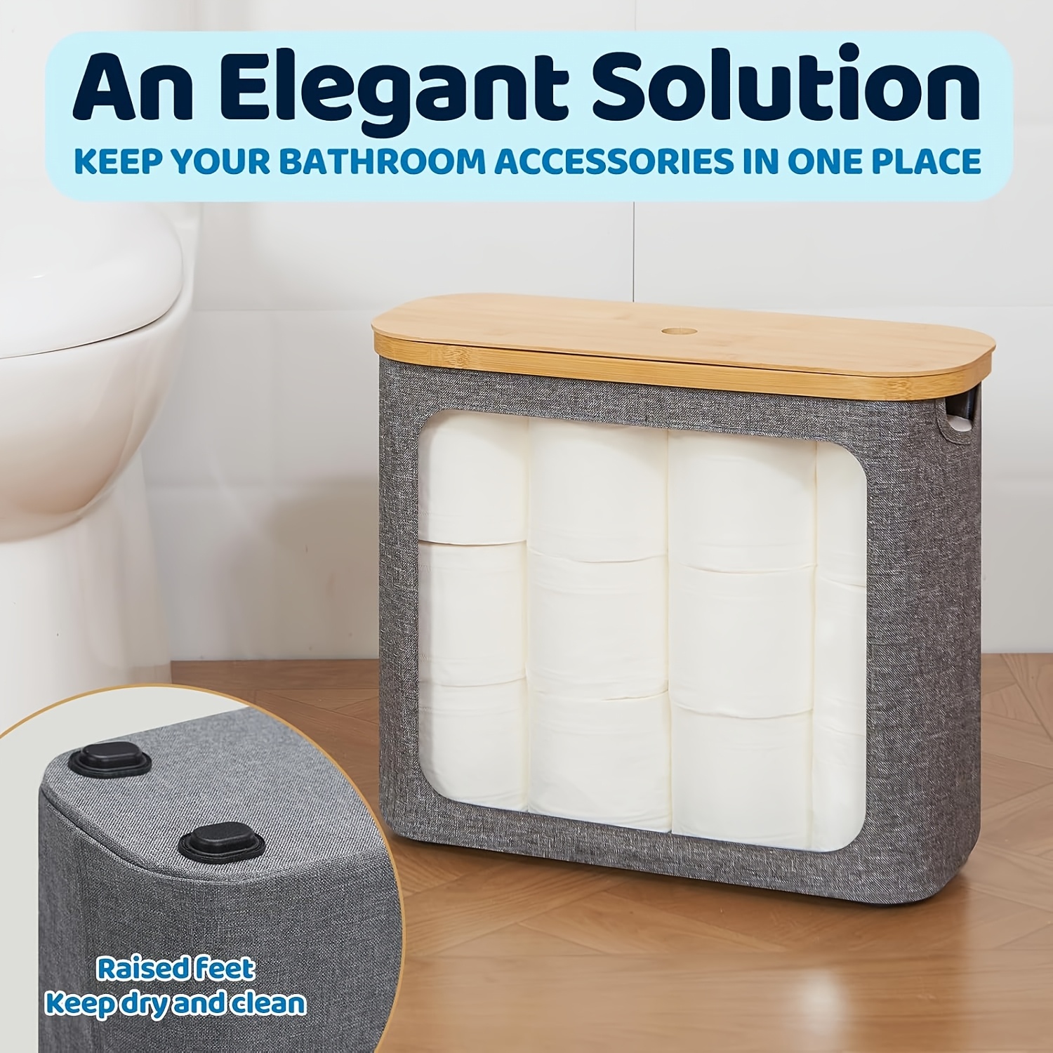 Toilettenpapier-Aufbewahrungskorb Mit Deckel – Platzsparend, Hält Bis Zu 12 Rollen – Beige