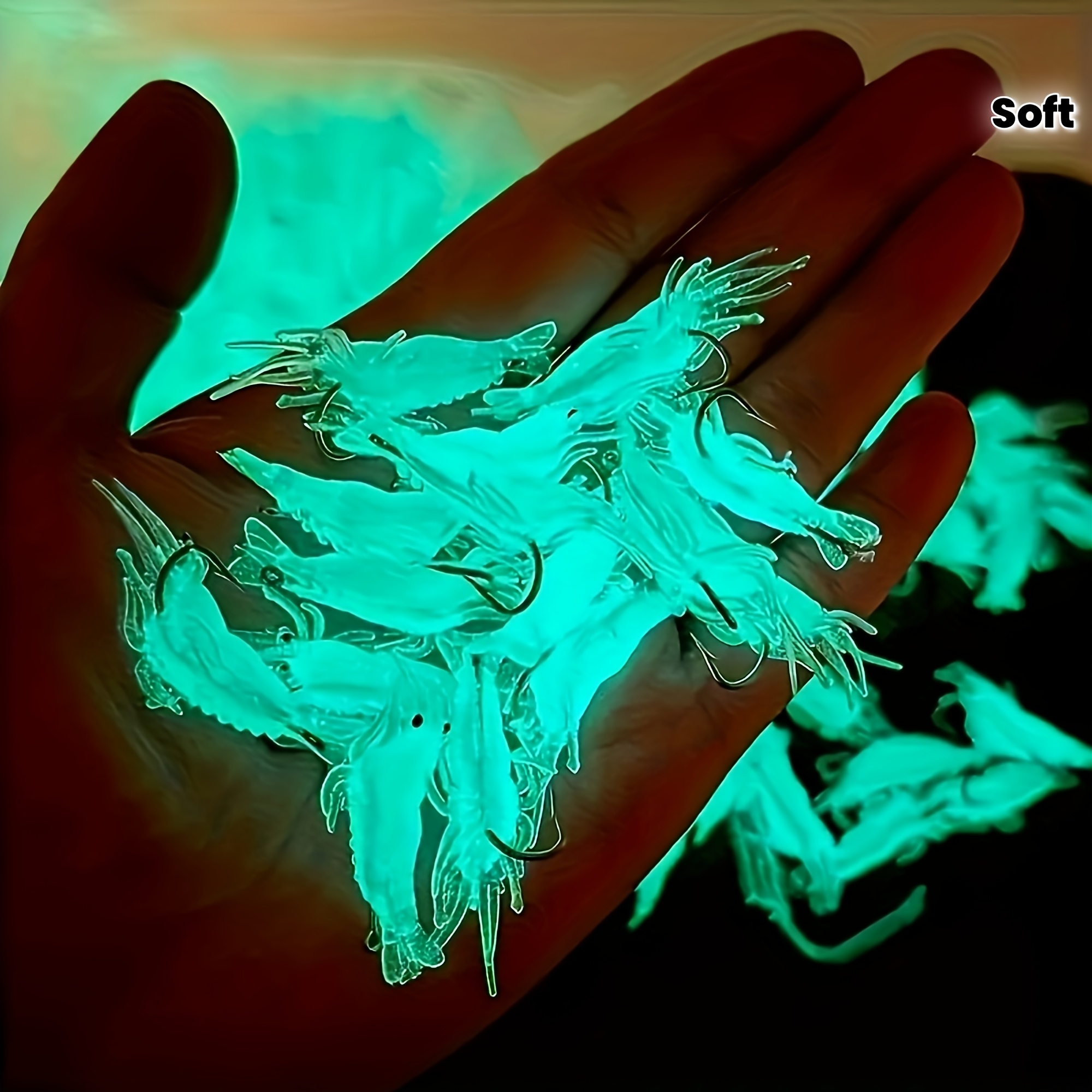 8pcs Of Glowing Soft Bait - 3d Shrimp-shaped Hooks, Essential For Night Fishing Of Sea And Black Trout. Reusable Artificial Bait, The , The Perfect Thanksgiving Gift.