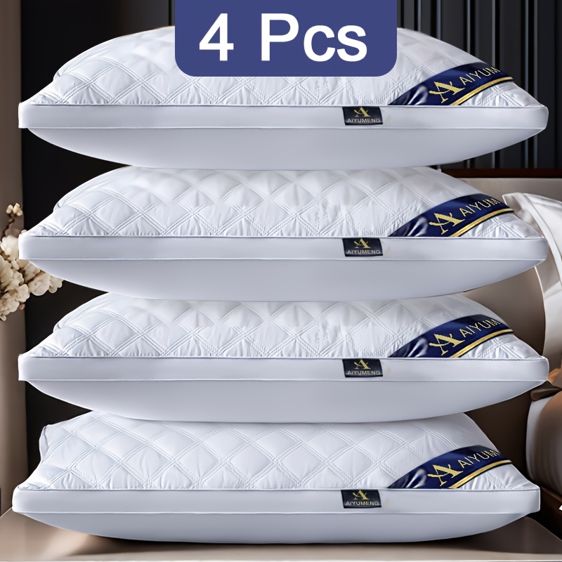 4pcs Star Hotel Style Pillow Inserts, Soft and Fluffy for Better Sleep, Extra Thick and Plush, Home Use Deep Sleep Neck Support Pillow Inserts, Long-Lasting No Deformation or Sagging, Holiday Gift Christmas Gift for Home Use and Gifting