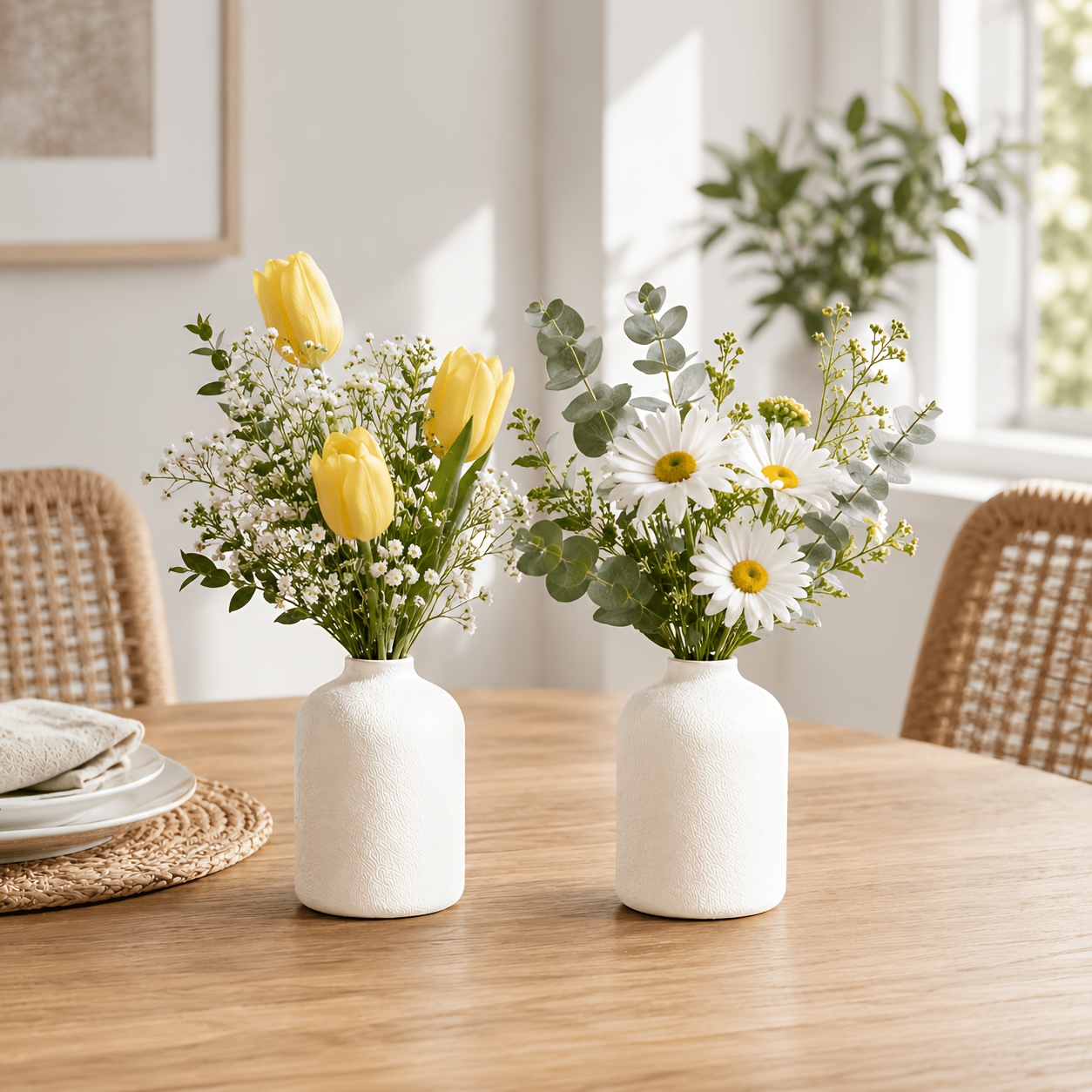 TEMU 2pcs Nordic Vase Modern Home Decor Vase Dried Flowers Floral Container Bedroom Study Entrance Decorative Bottle All-match Home Soft Decoration