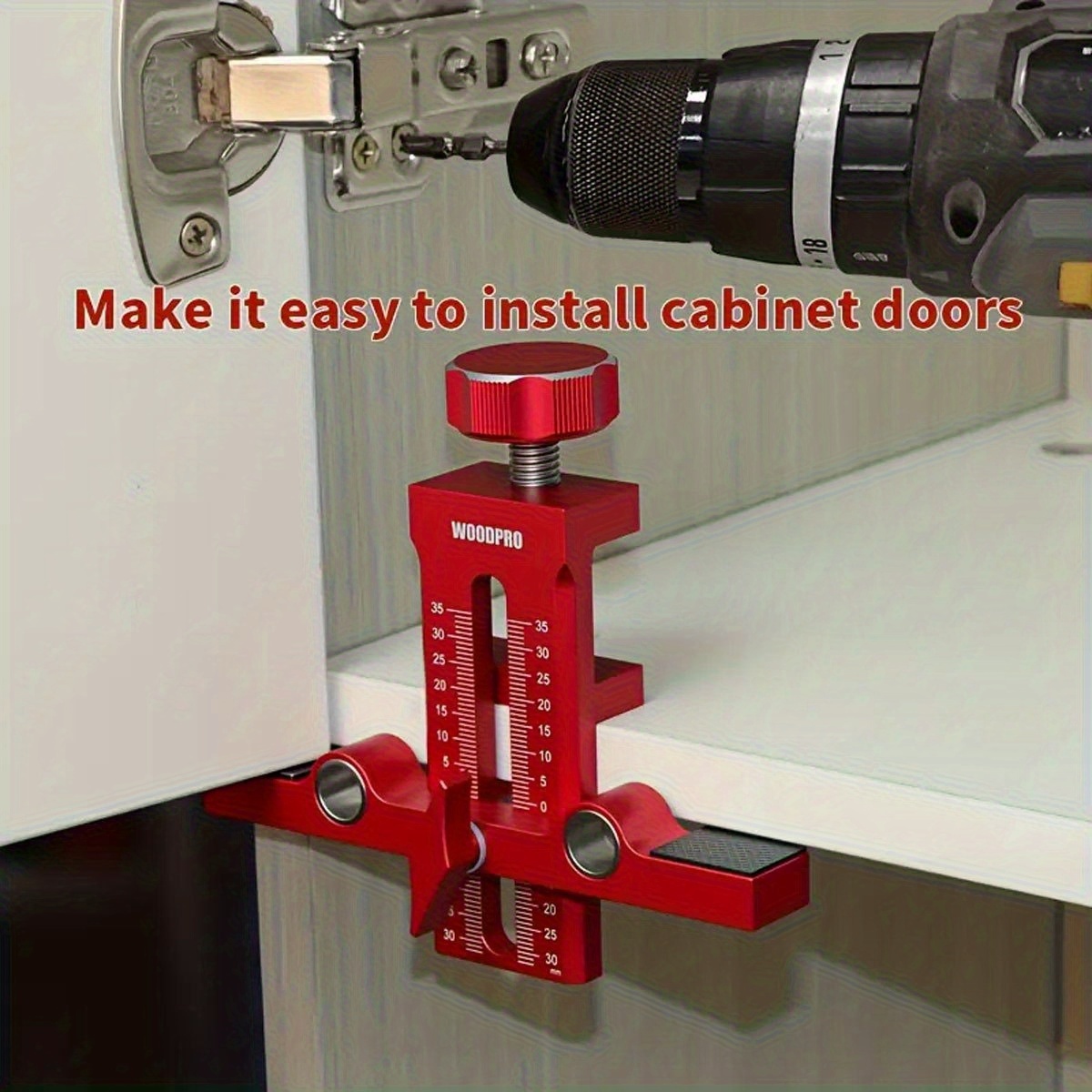 heavy duty adjustable cabinet door hinge fixture dual hole design 2 in 1 multifunctional installation tool adjustable height and   compatible with most cabinet doors woodworking drilling aid precision  