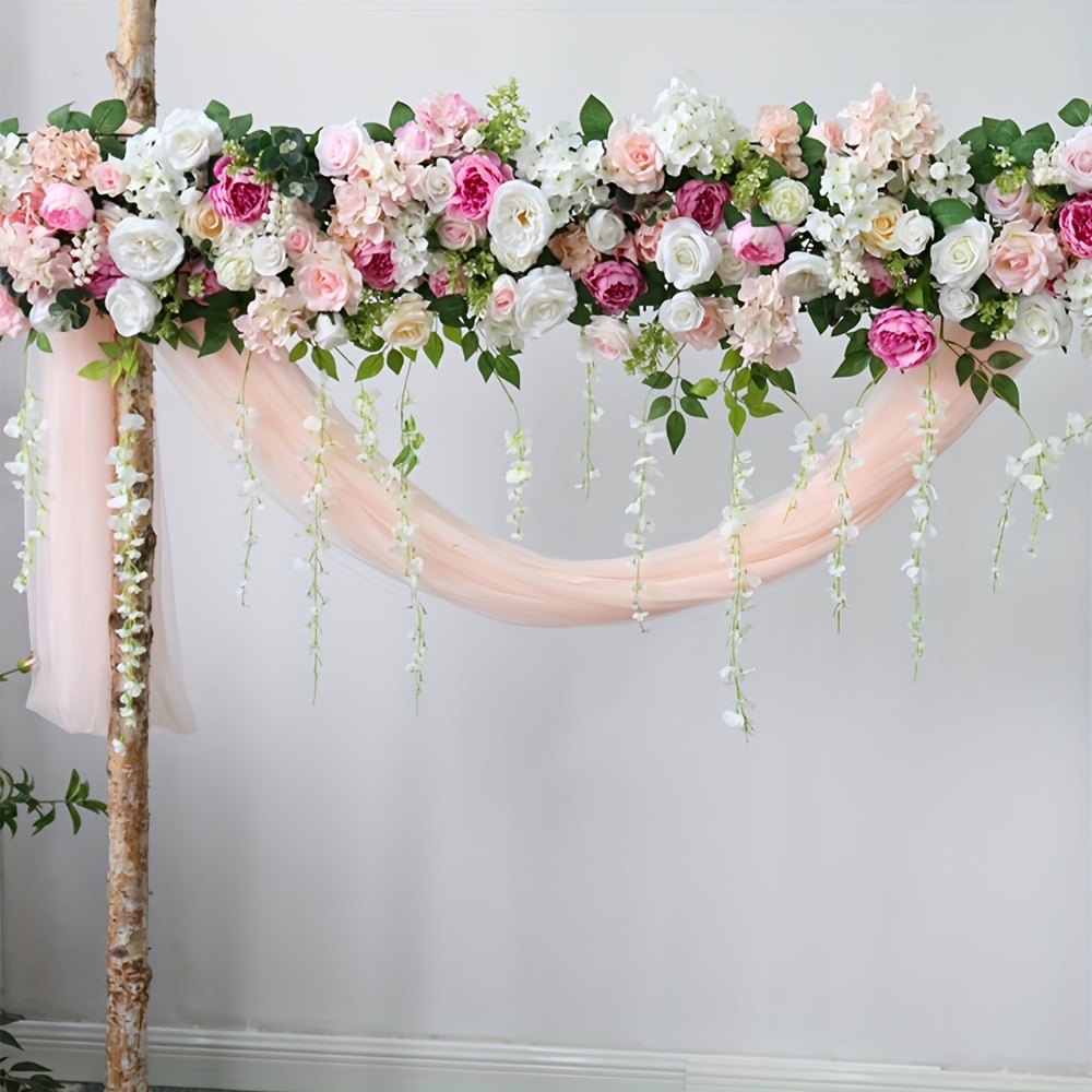 

Artificial Silk Rose Flower Backdrop Wedding Row Decor Floral Wall Arrangements