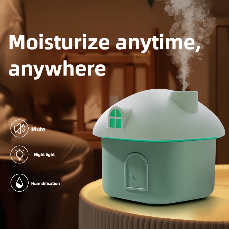 Cute House-shaped Humidifier, 2-in-1 Usb Cool Mist Humidifier With Mood Light, , Small Portable Desktop Humidifier, Halloween Thanksgiving Black Friday Christmas Home Gift