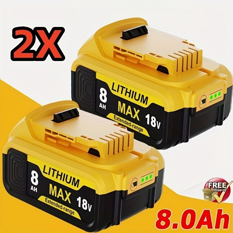 18v 8.0ah Lithium-ion Replacement Battery For 18v Xr Power Tools Compatible With Dcb180 Dcb200 Dcb201, Compact Battery Pack, Longlasting Power, Battery Pack, Contractors, Professional
