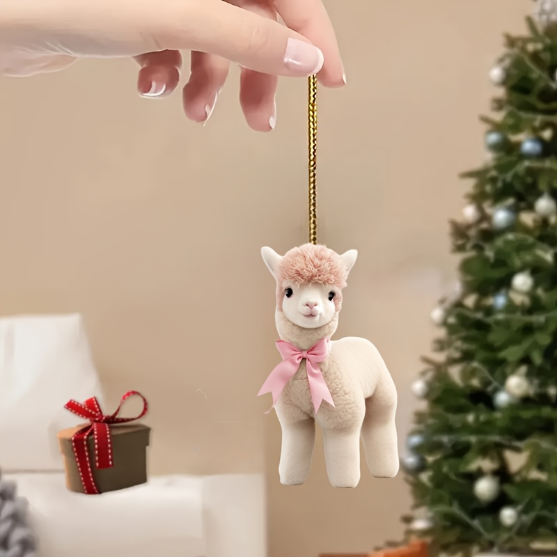 

Christmas Alpaca Acrylic Ornament - Hanging Decor For Car Mirror, Backpack Keychain & Party Accessories