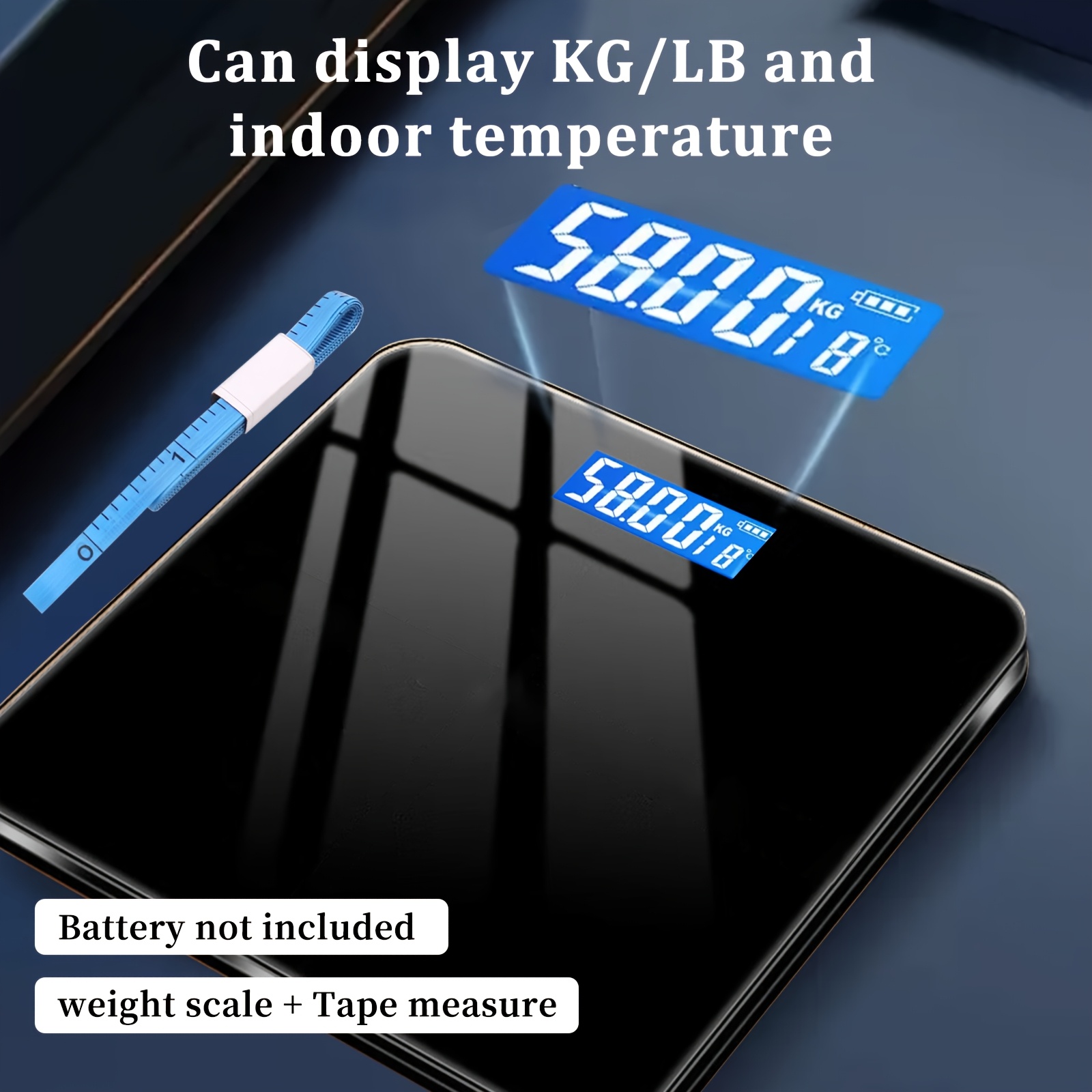 A Weighing Scale with a Capacity of 396 Pounds/ 180 Kilograms Equipped with an LED Backlit Display Screen and Tempered Glass, Designed Specifically for Personal Weighing. This Compact Scale Is Suitable for Home and Fitness Use, and Is an Ideal Choice - Image 3