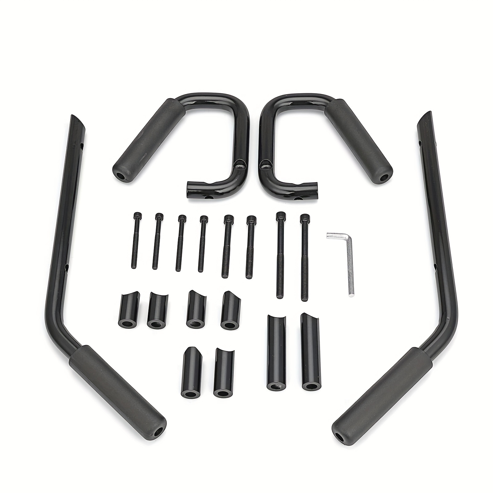TEMU Weisen Car Front+rear Grab Bar Handle Grip Kit/set Aluminum/gloss Black Full Handle Grab Kit For For Wrangler Jk 2007-2018