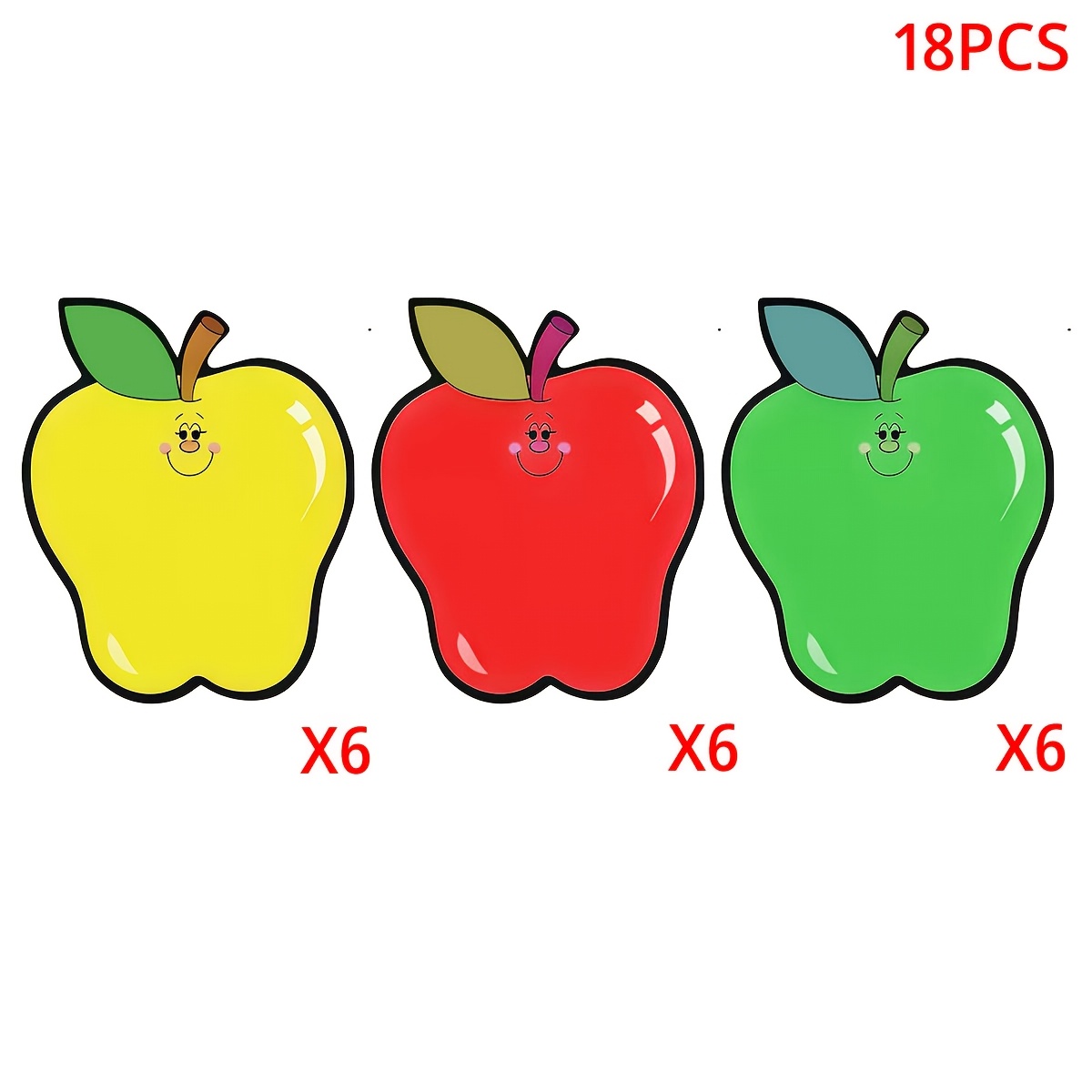 TEMU 18 pièces de découpes en carton, découpes de cartes de pomme colorée de dessin animé, décoration d'artisanat de salle de classe pour la rentrée