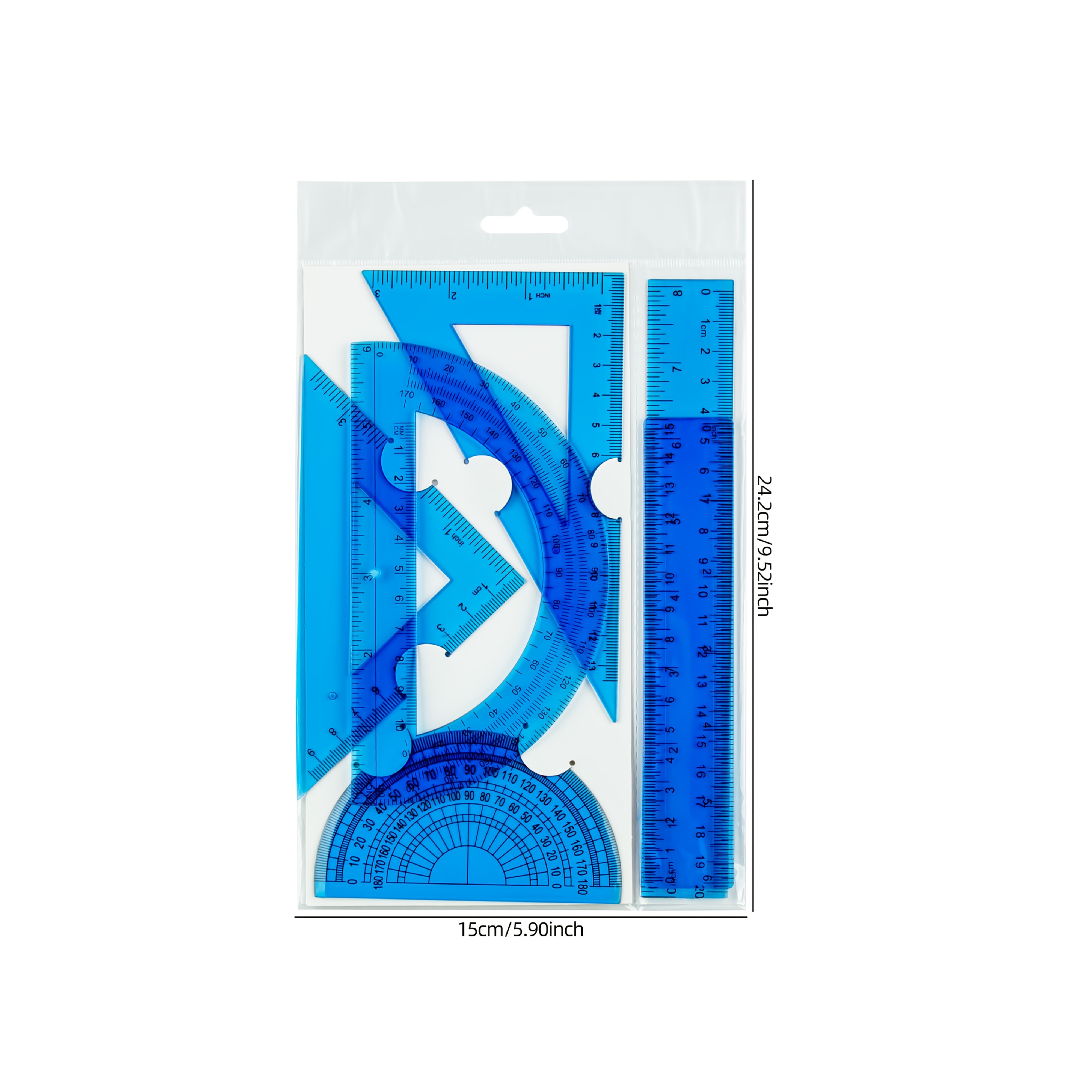 TEMU Set de Reglas de 15Cm y 20Cm, Kit de 6 Reglas, Set Completo los de Aprendizaje, Almacenamiento Portátil, Opciones Multicolor, Herramienta