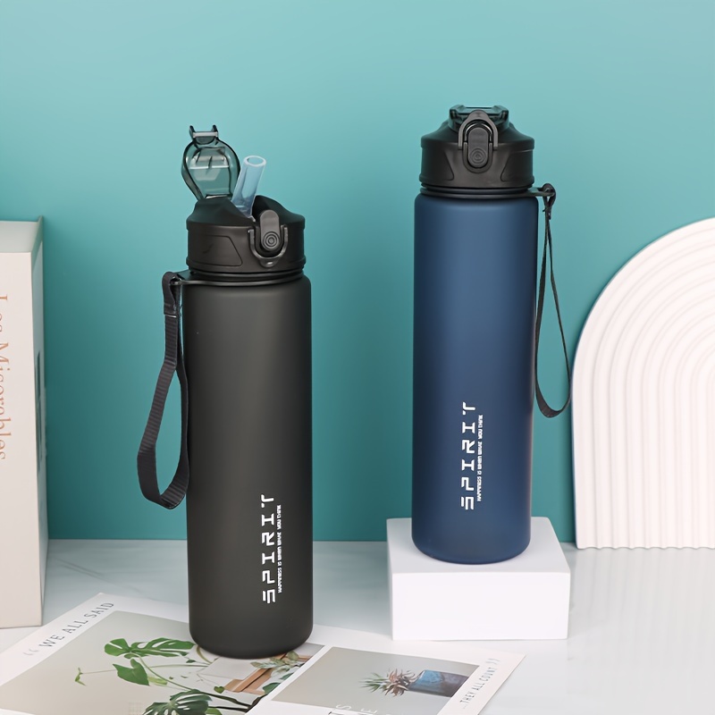1pc750ml/21oz Water Bottles with Straw, Large Capacity Motivational Time Marker Water Bottle Reusable Plastic Leakproof Durable Water Jug for Gym Work Travel and Outdoor Sports