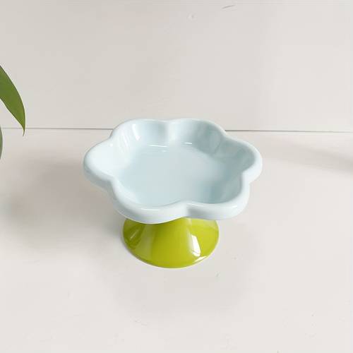 1pc elevated ceramic cat bowl with a heightened and thickened support for the neck which protects cervical vertebra during feeding allowing the cat to eat and with
