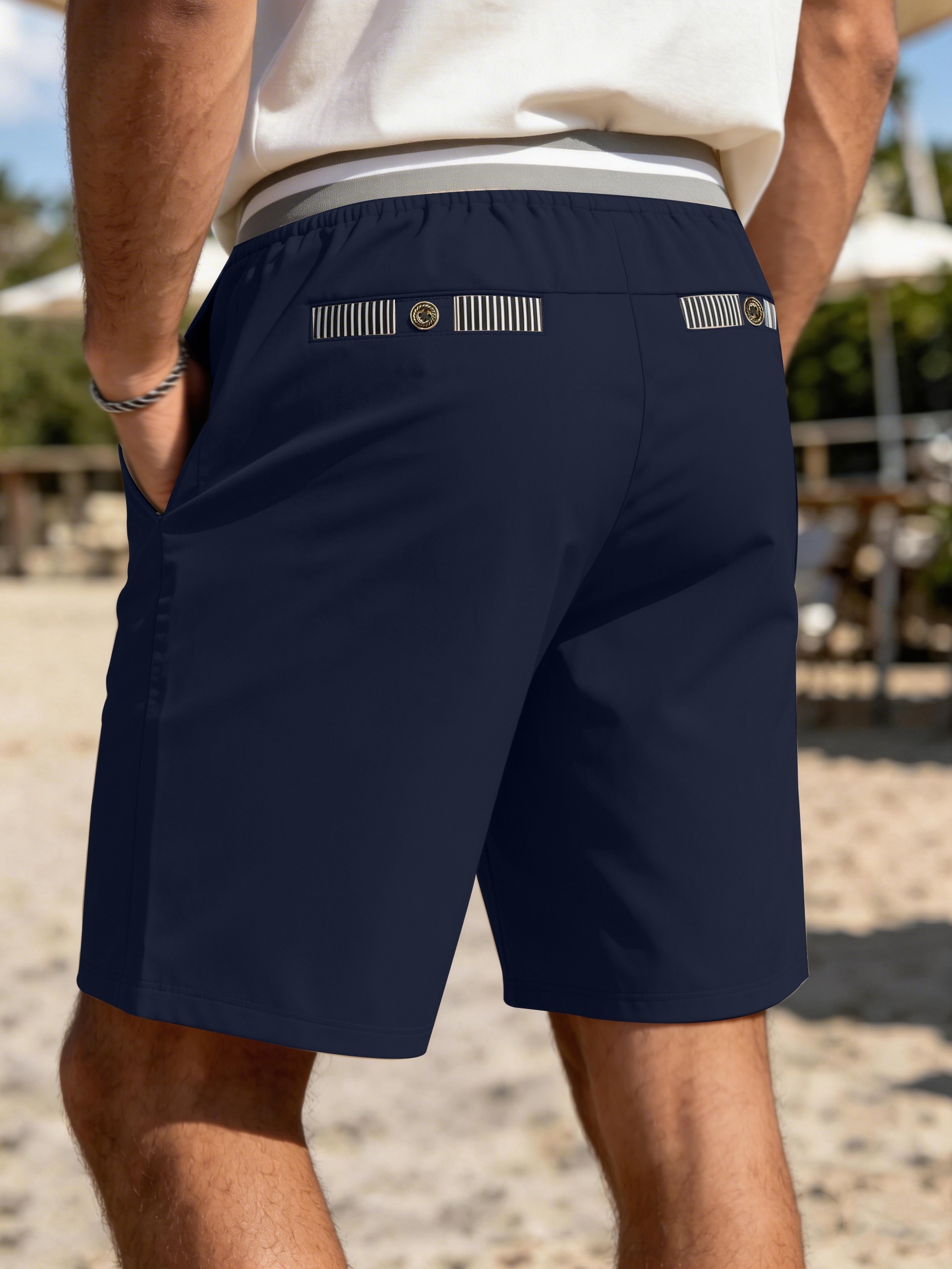 shorts décontractés premium pour homme - tissu non extensible, lavable en machine, ceinture contrastée,   respirante adaptée au    , idéal pour  , style streetwear, activités de  , cadeau pour homme, shorts dété pour homme 1