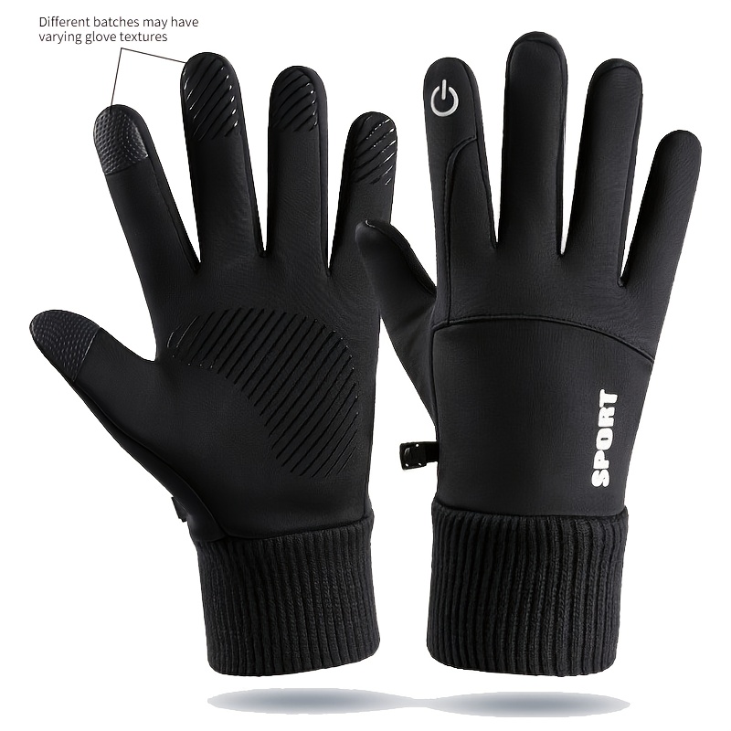 TEMU 1 Par de Guantes de Ciclismo para Hombre, Pantalla Táctil, Invierno Otoño, Forro Polar, Guantes Antideslizantes para Adultos, Montañismo Unisex,