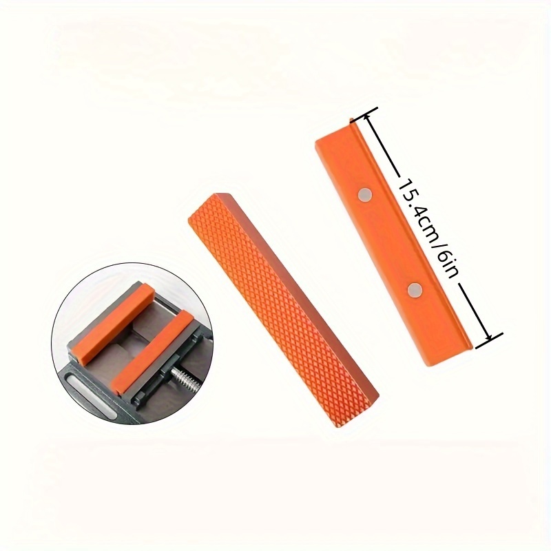 Image of 2pcs Magnetic Vise Jaw Pads - 4 & 6 Inch Soft Rubber Protectors, Durable Nylon Construction, Non-slip Grip For Metal Vices, Manual Tool Accessories, No Battery Required