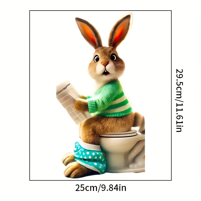 2d Flat, 1pc Easter Bunny Toilet Lid & Tank - Cute Spring Bathroom Decal With Bunnies, Plastic For Hunt Decorations Suitable For Toilets, Bathtubs, Shower Doors
