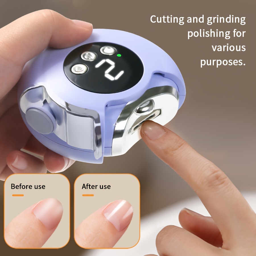 

Nail Clipper And Polisher With Led Light, Lithium-ion Battery, Easy To Use At Home For Salon-quality Nail Care