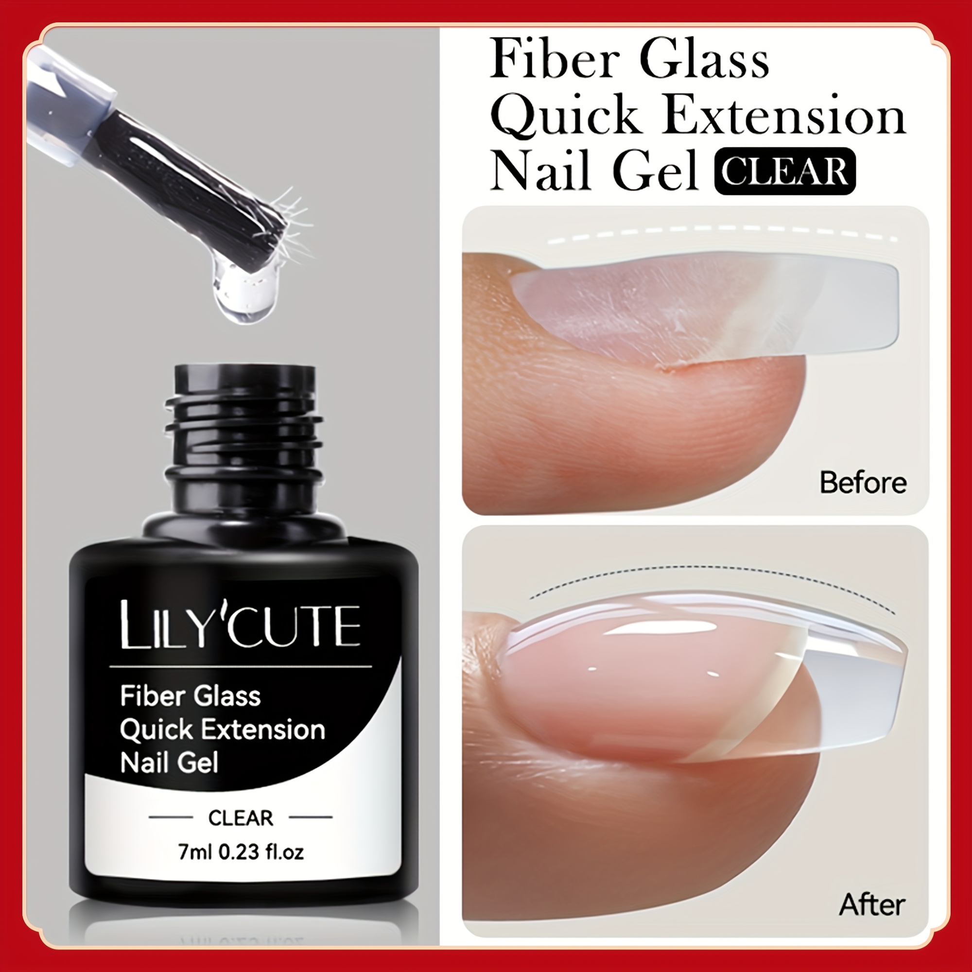 LILYCUTE 7ML Fibra de Vidrio Gel de Uñas de Extensión Rápida, Fortalecedor de Uñas Cristalino, Esmalte de Uñas de Gel de Construcción para Uñas Rotas