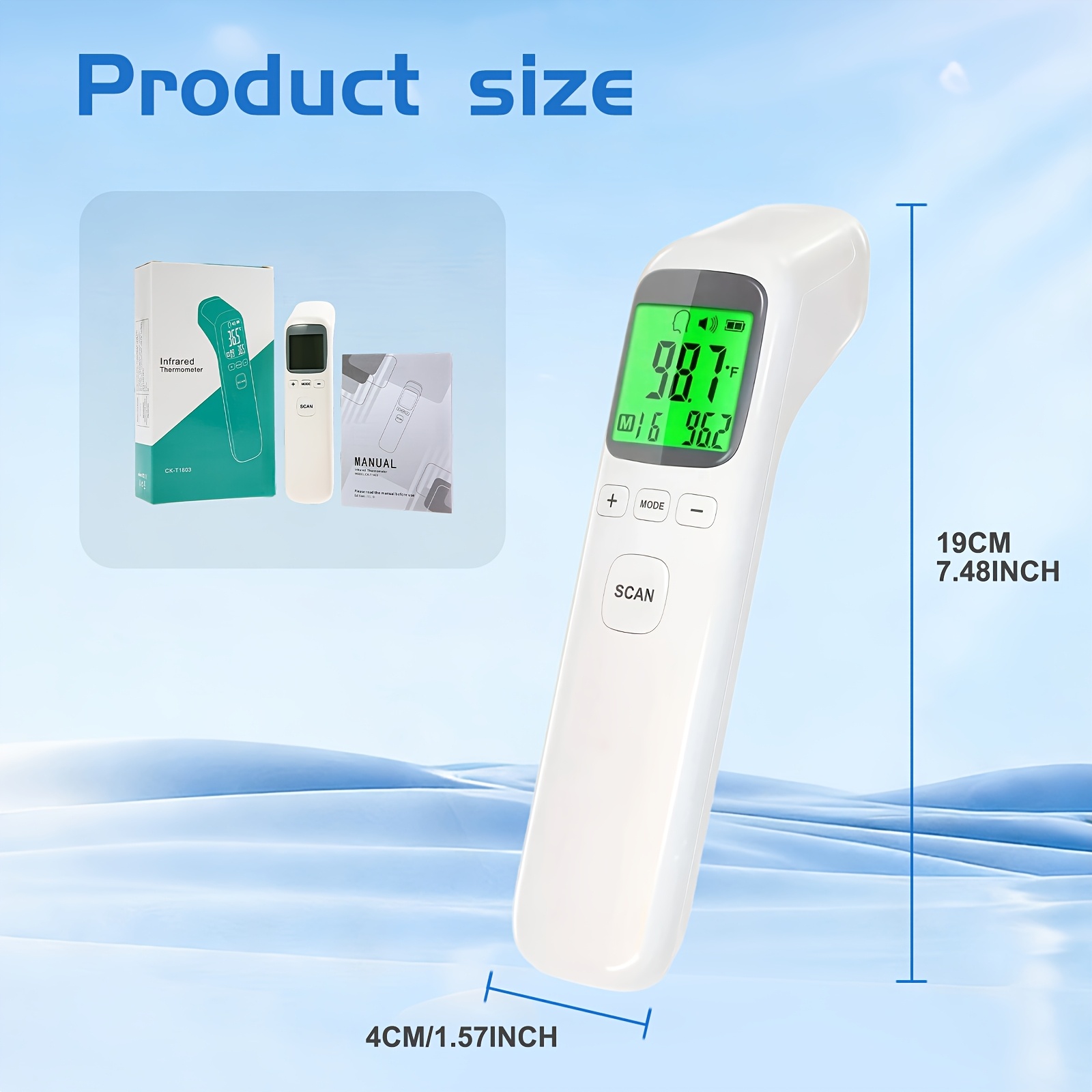 Puzxo Non-contact Thermometer, Suitable for Forehead And Object Surface, Accurate Reading In 1 Second, Equipped with LCD Display, 32 Sets Of Memory, Both Home And Clinical Use - Image 5