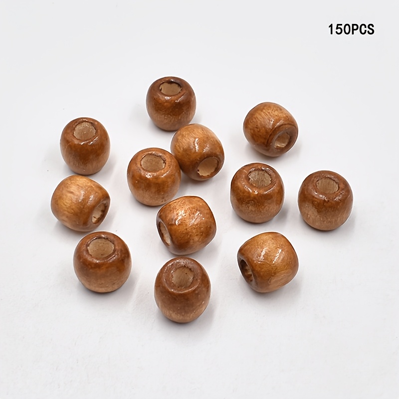 Image of 150pcs Natural Wood Beads 12mm Large Hole Round Suitable For Diy Crafts, Hair, Making - Natural Wood Spacer Beads With Large Hole For Braiding, Decorations, Vintage Capsules For Capsule