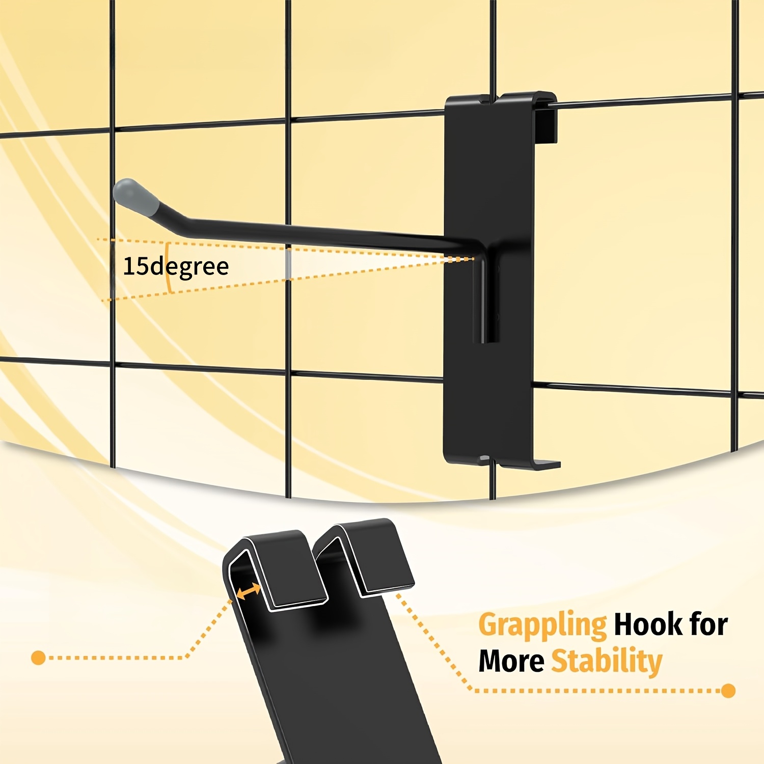 DISPLAYS101 2" Gridwall Hooks – Black Metal Hooks For Grid Panel Displays (2 Pack)