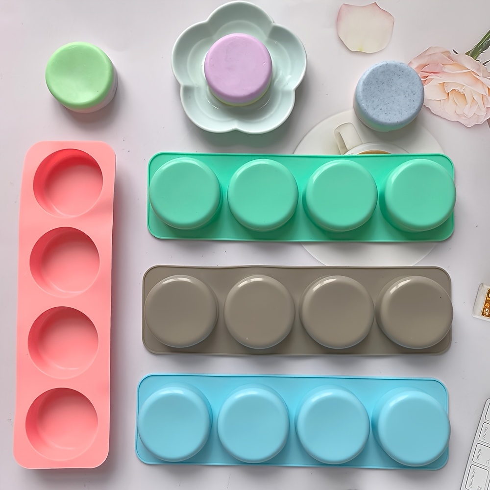 TEMU 1pc Mini Small Round Soap Silicone Mold Handmade Aromatherapy Candle Gypsum Epoxy Resin Soap Silicone Mold Random Color
