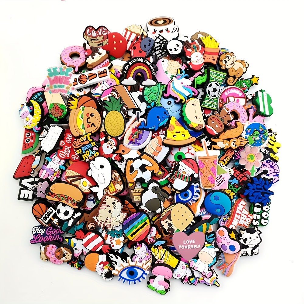   30 50 100pcs cute funny pvc random shoe charms for clogs sandals decoration shoes   for women men