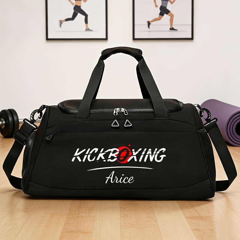 TEMU Personalized Fashion Men's Crossbody Bag, Customizable With Name, Text, Or Number, Featuring Boxing-themed Print Design. Large Capacity Sports
