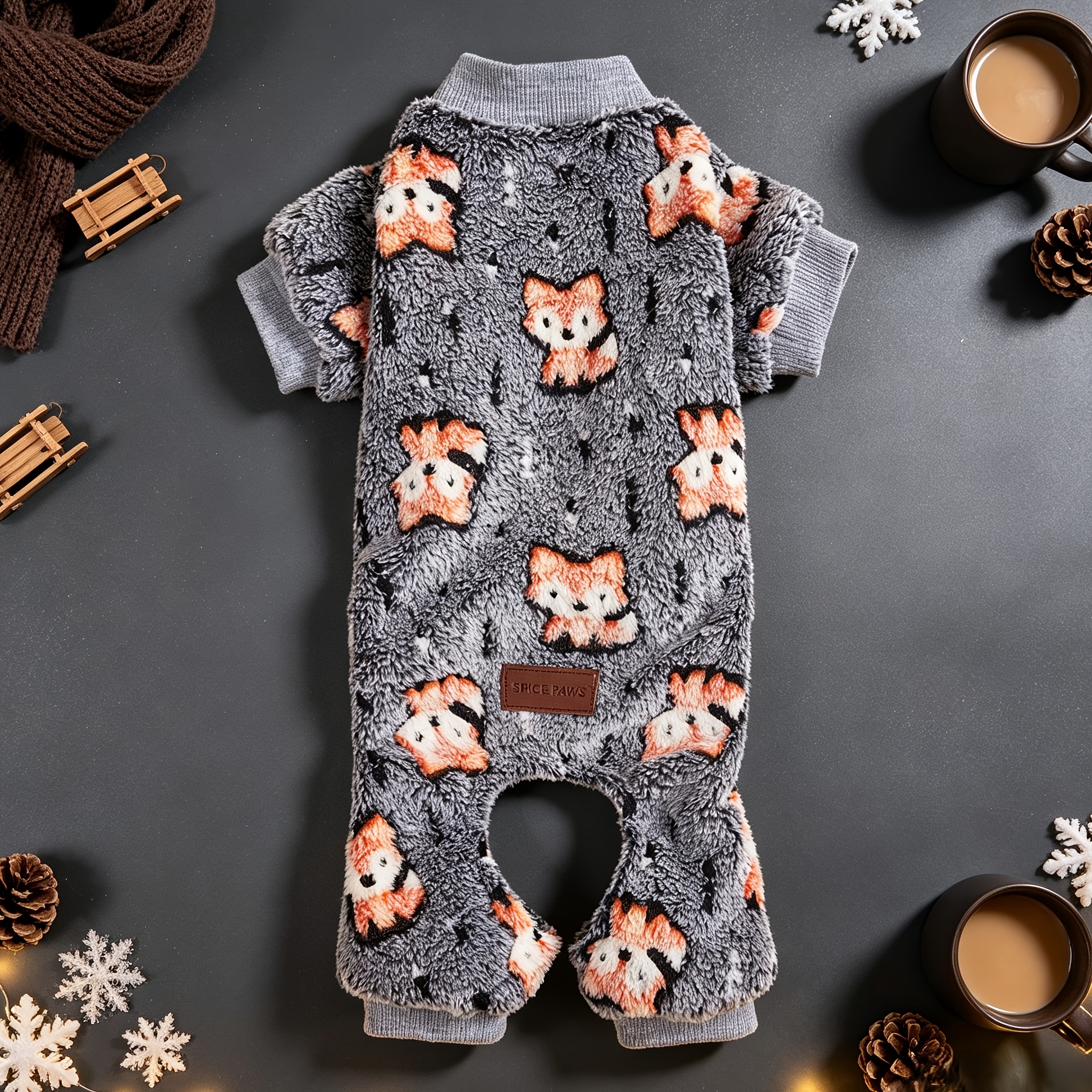 TEMU Plush Dog Pajamas For Small Dogs Girl Winter Warm Puppy Pjs Fleece Clothes Sweater Outfit Cold Cute Fox Penguin Pet Onesie Apparel For West