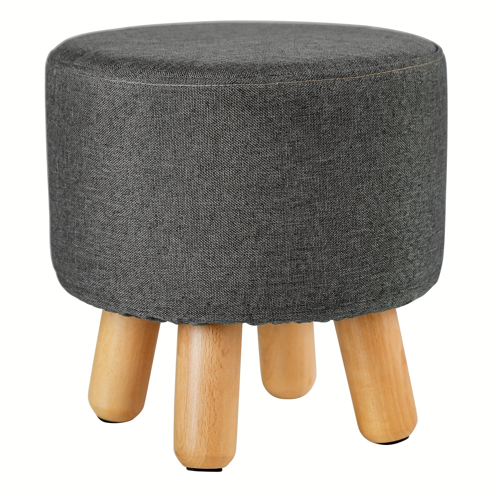 

1pc Fabric Round Upholstered Ottoman Footstool (gray)