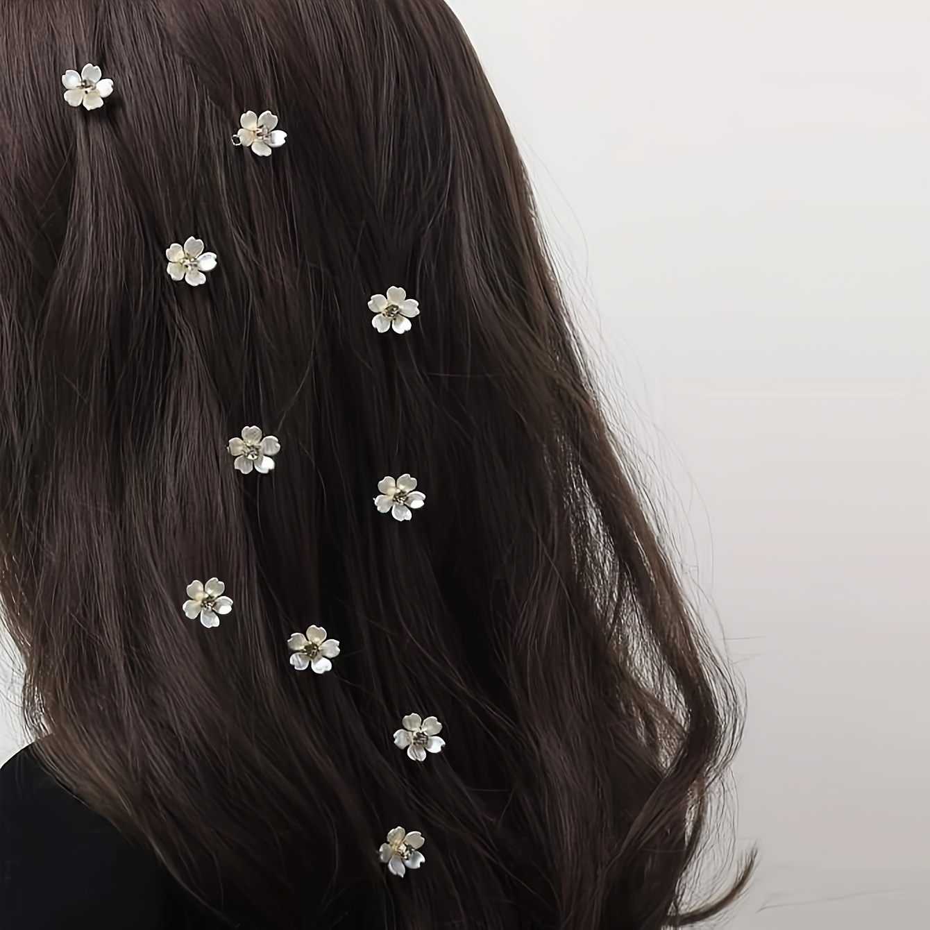 

10pcs Women' Small Flower Rhinester Mini Hair Clip, Fashion Sweet And