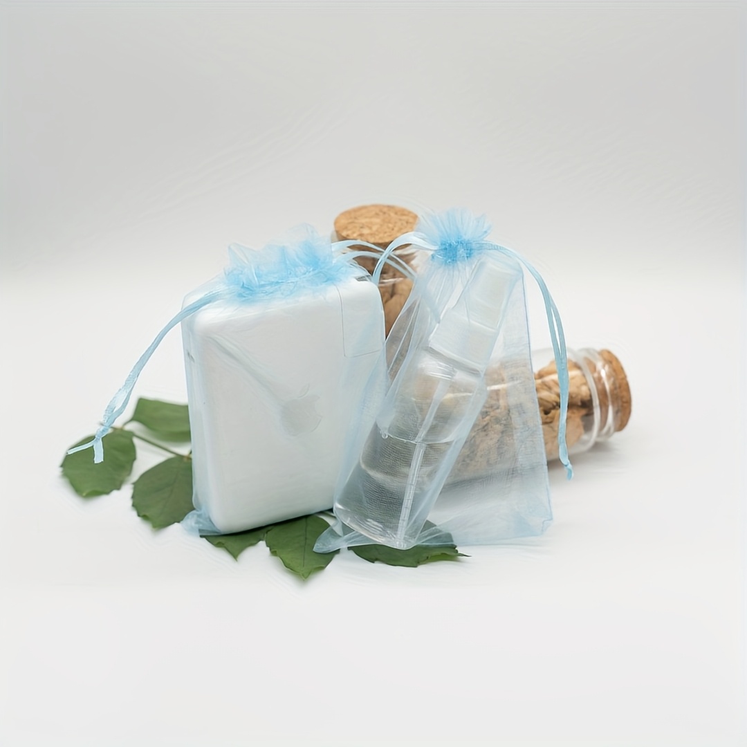 TEMU 50pcs Of Organza Bags With Drawstring For Gift Packaging, Measuring 10*15cm, Suitable For Jewelry Packaging, In 8 Colors