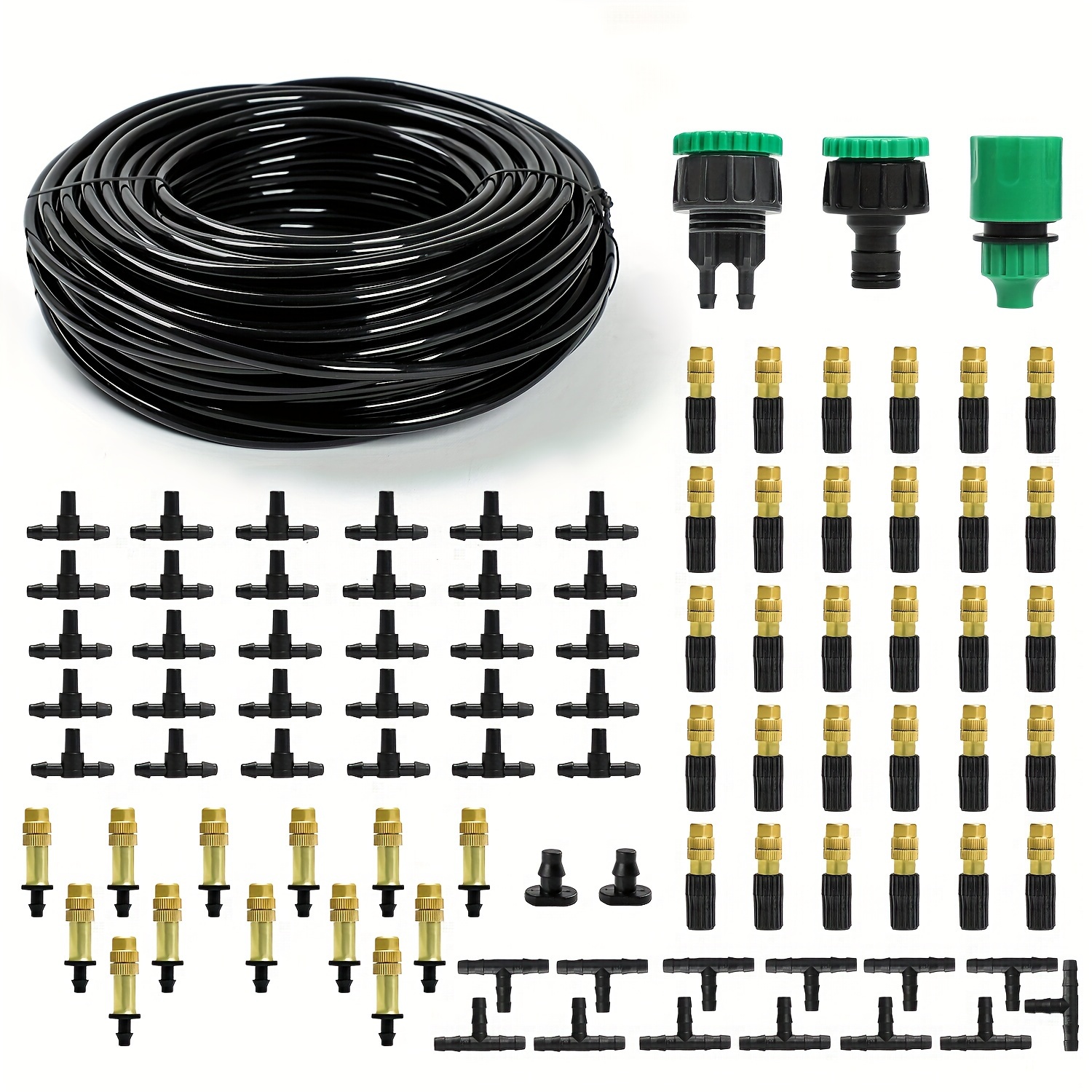 

98ft Outdoor Kit With 43 Brass Nozzles, Adjustable Mist Cooling Technology, Easy Installation, Metal Durable Hose - Ideal For Garden, Greenhouse, Backyard Cooling